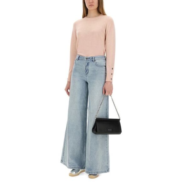 MICHAEL MICHAEL KORS Women's Crew Neck Long Sleeve Knit Sweater with Cuff